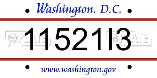 11521I3 District Of Columbia License Plate