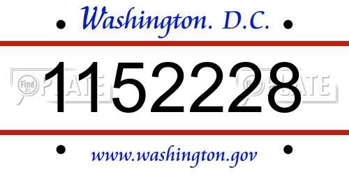 1152228 District Of Columbia License Plate