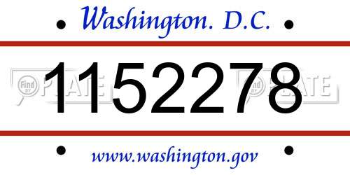 1152278 District Of Columbia License Plate