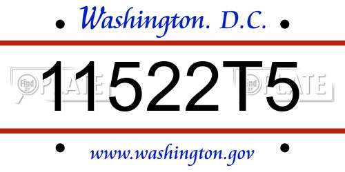 11522T5 District Of Columbia License Plate