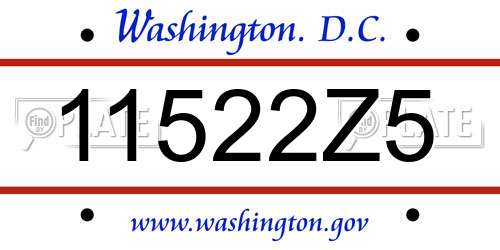 11522Z5 District Of Columbia License Plate