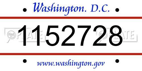 1152728 District Of Columbia License Plate