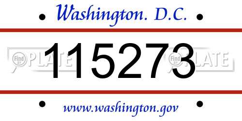 115273 District Of Columbia License Plate