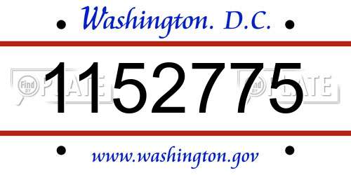 1152775 District Of Columbia License Plate