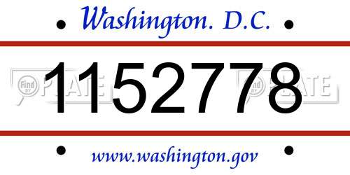 1152778 District Of Columbia License Plate