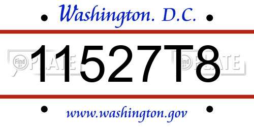 11527T8 District Of Columbia License Plate