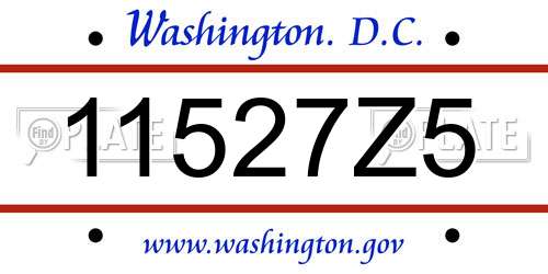 11527Z5 District Of Columbia License Plate