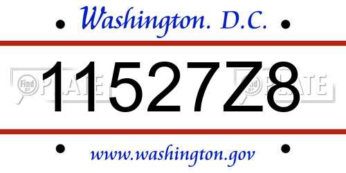 11527Z8 District Of Columbia License Plate