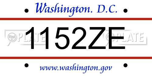 1152ZE District Of Columbia License Plate