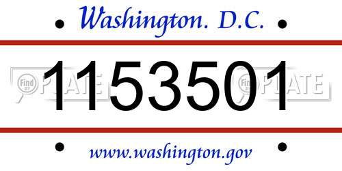 1153501 District Of Columbia License Plate