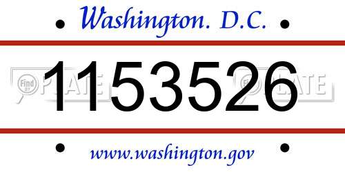 1153526 District Of Columbia License Plate
