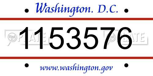1153576 District Of Columbia License Plate