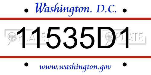 11535D1 District Of Columbia License Plate