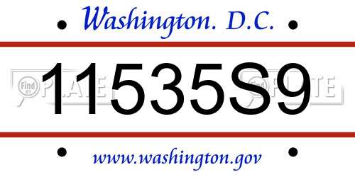 11535S9 District Of Columbia License Plate