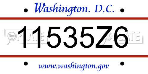 11535Z6 District Of Columbia License Plate