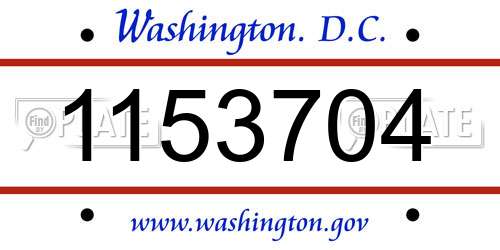 1153704 District Of Columbia License Plate