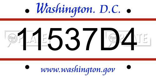 11537D4 District Of Columbia License Plate