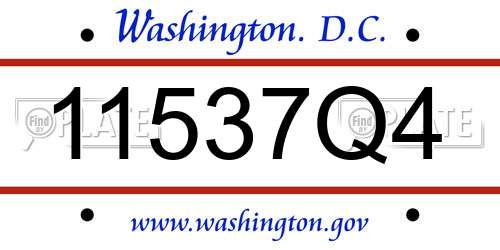 11537Q4 District Of Columbia License Plate