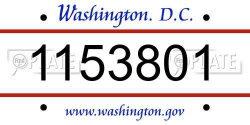 1153801 District Of Columbia License Plate