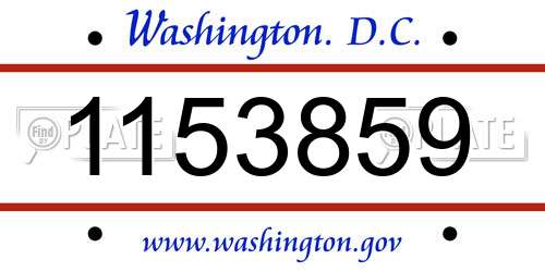 1153859 District Of Columbia License Plate