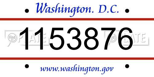 1153876 District Of Columbia License Plate