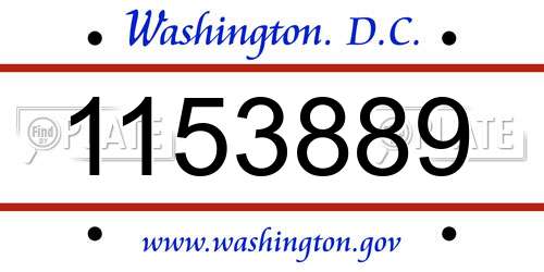 1153889 District Of Columbia License Plate