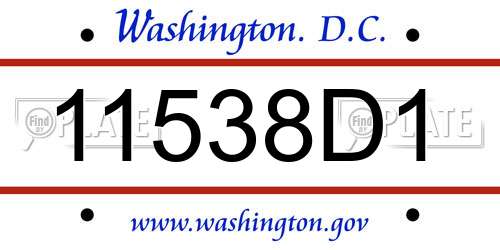 11538D1 District Of Columbia License Plate