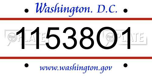 11538O1 District Of Columbia License Plate
