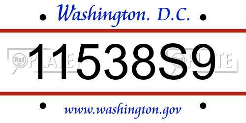11538S9 District Of Columbia License Plate