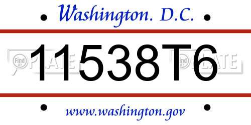 11538T6 District Of Columbia License Plate