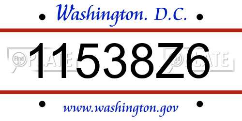 11538Z6 District Of Columbia License Plate
