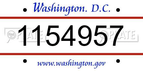 1154957 District Of Columbia License Plate