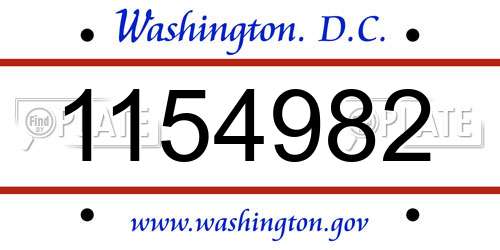 1154982 District Of Columbia License Plate