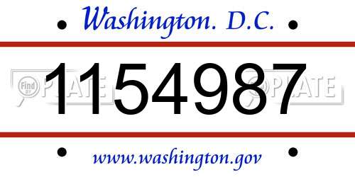 1154987 District Of Columbia License Plate