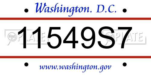 11549S7 District Of Columbia License Plate