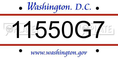 11550G7 District Of Columbia License Plate