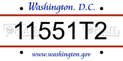 11551T2 District Of Columbia License Plate