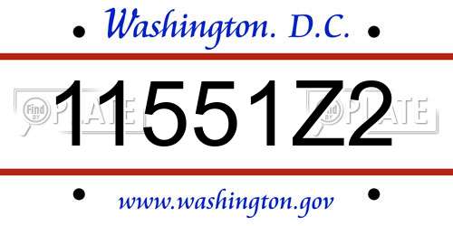 11551Z2 District Of Columbia License Plate