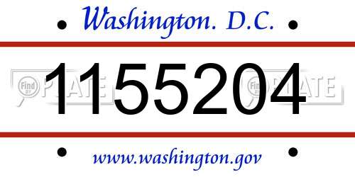 1155204 District Of Columbia License Plate