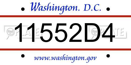 11552D4 District Of Columbia License Plate