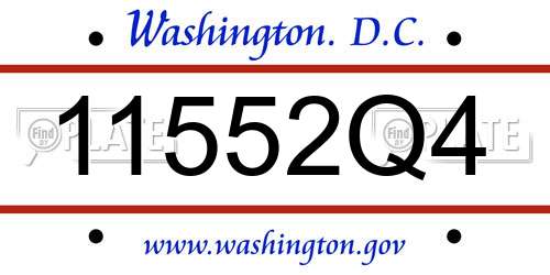 11552Q4 District Of Columbia License Plate