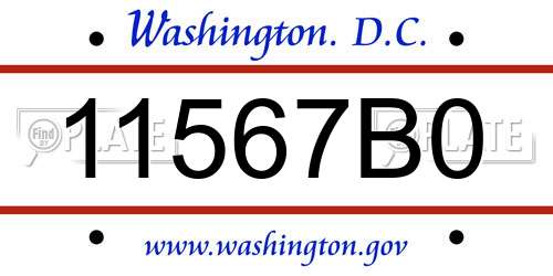11567B0 District Of Columbia License Plate
