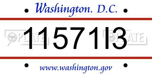 11571I3 District Of Columbia License Plate