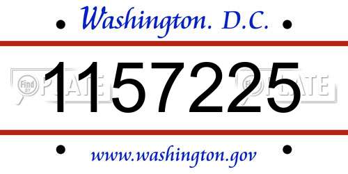 1157225 District Of Columbia License Plate