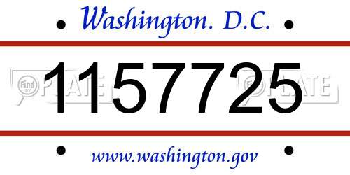 1157725 District Of Columbia License Plate