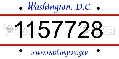 1157728 District Of Columbia License Plate