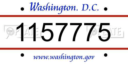 1157775 District Of Columbia License Plate