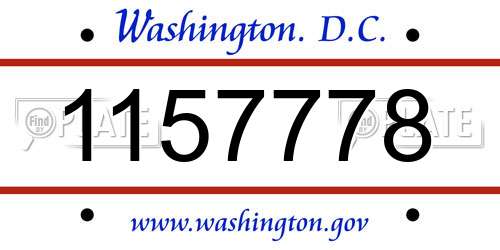 1157778 District Of Columbia License Plate