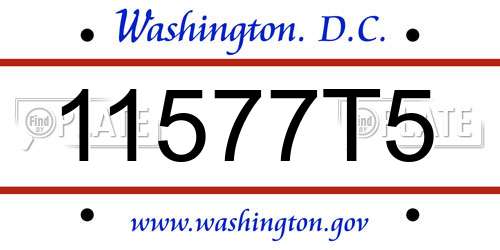 11577T5 District Of Columbia License Plate