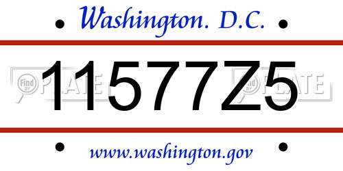 11577Z5 District Of Columbia License Plate